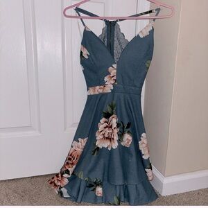 2020s floral dress with lace detailing and adjustable straps